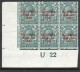 Ireland 1922-3 Saorstat Overprint On 4d Grey-green, U22 Control Block Of 6, 'break In Frame Over 'four', MH, SG 58 - Neufs