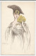 Zandrino. 30.  Belle Carte. Femme Chapeau Noir Avec Fleurs Jaunes - Zandrino