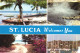 MULTIPLE VIEWS, ARCHITECTURE, BEACH, BOATS, PARK, SULPHUR SPRINGS, SAINT LUCIA, ANTILLES, POSTCARD - Santa Lucía