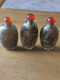 Delcampe - Trois Tabatières Décor érotique Asie Snuff Bottle Curiosa Flacon à Tabac En Verre Peint - Asiatische Kunst