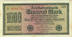 WW2 Germany French Propaganda FORGERY Overprint On Genuine 1000 Mark 1923 Banknote VF - Verzamelingen