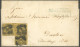 BRAUNSCHWEIG 6b BRIEF, 1853, 1 Sgr. Schwarz Auf Braungelb Im Dreierblock Mit Nummernstempel 9 Auf Brief Von BRAUNSCHWEIG - Braunschweig