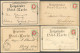 HELGOLAND 14d BRIEF, 1889, 10 Pf. Hellgrün/mittelrot Auf 4 Verschiedenen Ansichtskarten, Feinst/Pracht - Héligoland
