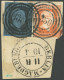 PREUSSEN 1,3 BrfStk, 1850, 1/2 Sgr. Rotorange (rechts Leicht Angeschnitten) Mit Breitrandiger 2 Sgr. Schwarz Auf Blau Au - Other & Unclassified