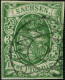 SACHSEN 2Ia O, 1851, 3 Pf. Dunkelgrün, Mit Nummernstempel 2 Von Leipzig, Rechts Ist Die Randlinie Minimal Berührt, Sonst - Saxe