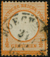 Dt. Reich 14 DZ O, 1873, 1/2 Gr. Orange, Mit Seltener Doppelzähnung (die Erste Zähnung War Nicht Erfolgreich), Thurn Und - Gebruikt