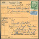 BUNDESREPUBLIK 134 BRIEF, 1954, 50 Pf. Posthorn Im Senkrechten Sechserblock Rückseitig Auf Paketkarte Mit 10 Pf. Zusatzf - Autres & Non Classés