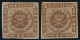 DÄNEMARK 7a,b , 1858/62, 4 S. Braun, Beide Wz., Ohne Gummi, 2 Prachtwerte - Other & Unclassified