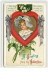 Carte Gaufrée - A Greeting From Thy Valentine - Portrait D'une Jeune Femme Dans Un Coeur - Saint-Valentin