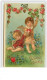 Carte Gaufrée - Valentine Greeting - Angelots Habillés Cueillant Des Coeurs - Valentinstag