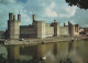 CAERNARVONSHIRE, CASTLE, ARCHITECTURE, BUS, CAR, BOAT, WALES, UNITED KINGDOM, POSTCARD - Caernarvonshire