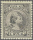 Mounted Mint 1 Gulden Grijsviolet, Pracht Ex. Met Gom En Certificaat Moeijes 1989, Cat.w. 1100 - Ohne Zuordnung