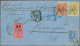 Cover 5 Cent Blauw, 10 Cent Rood En 50 Cent Geelbruin Op Aangetekende Waardebrief Van 1200 Francs Van Amsterdam 13-9-188 - Autres & Non Classés