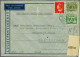 Cover 7½ Cent Rood Met Lebeau 2½ Cent En Tralie 100 Cent Op Gecensureerd Luchtpost Couvert Van Rotterdam 11-12-1940 Naar - Non Classificati