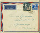 Airmail Karbouw 5 Cent En 50 Cent Met 1947 Opdruk Op Luchtpost Envelop Met Lange Balkstempel BANDOENG BKT.2 13.7.48 Naar - Indes Néerlandaises