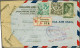 Airmail 5 Gulden Blauwgroen Met 1 Gulden Zwartgrijs En 12½ Cent Sluier Op Aangetekende Rode Kruis Luchtpost Envelop Para - Poste Aérienne