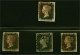 1840 1d. Plate 6. Fine Group Of Four Ex., All Four Margins LL, OG And QL With Red Maltese Crosses, And PF With Black Mal - Oblitérés