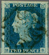 1840 2d. Plate 1 HB Large To Very Large Margins (3 Neighbouring Stamps), With A Crisp Strike Of The Maltese Cross In Bla - Used Stamps