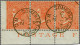 1870 4d. Deep Vermillion Plate 12, A Superb Strip Of Three Bottom Marginal With Inscription - POSTAGE F - And 2 Superb S - Used Stamps