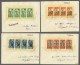 Cover , Block Flemish Legion, 50F In Sheetlets Of 4 On 4 Philatelic Covers (dated 9-5-1944) To Different SS Fieldpost Of - Erinnophilie [E]