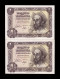 España Spain Lote 2 Billetes 1 Peseta Don Quijote De La Mancha 1951 Pick 139 Sc- AUnc - 1-2 Pesetas