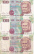 LOTE DE 3 BILLETES DE ITALIA DE 1000 LIRAS DEL AÑO 1990 DE MONTESORI (BANKNOTE) DIFERENTES FIRMAS - 1.000 Lire