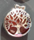 Bijoux - Pendentif Arbre De Vie En Pierre Naturelle Alliage De Zinc Diamètre 28 Mm - Voir Scans Recto Verso - Pendentifs