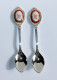 2 JOLIE PETITE CUILLERE DE COLLECTION, METAL ARGENTÉ CAMÉE PORCELAINE PEINT MAIN, ART DECORATIF ART DE LA TABLE (1202.7) - Spoons