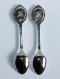 2 JOLIE PETITE CUILLERE DE COLLECTION, METAL ARGENTÉ CAMÉE PORCELAINE PEINT MAIN, ART DECORATIF ART DE LA TABLE (1202.7) - Spoons