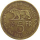 BELGIAN CONGO 5 FRANCS 1936 #s092 0075 - 1934-1945: Leopoldo III