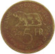 BELGIAN CONGO 5 FRANCS 1936 #s092 0067 - 1934-1945: Leopold III