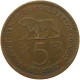 CONGO BELGIAN 5 FRANCS 1937 #sm12 0289 - 1934-1945: Leopold III