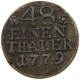 GERMAN STATES 1/48 TALER 1779 BRANDENBURG PREUSSEN Friedrich II. 1740-1786 #s091 0141 - Taler & Doppeltaler