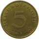 GERMANY 5 REICHSPFENNIG 1937 A #s091 0701 - 5 Reichspfennig