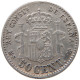 SPAIN 50 CENTIMOS 1880 #s101 0041 - Primi Conii