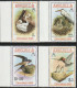 THEMATIC FAUNA:  MARINE FAUNA, BIRDS AND THEIR BROOD. PELICAN, GREY HERON,  SWALLOW, HUMMING BIRD 4v+BF - ANGUILLA - Pellicani