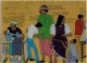 SENEGAL PEINTURE SUR VERRE 1994 SIGNEE MALLO SOW ARTISTE PEINTRE A DAKAR POUR ABDOU SARR MAITRE TAILLEUR DE SANGALKAM - Afrikanische Kunst