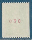 N°3008a Roulette Marianne De Briat 2,70 Vert Avec N° Rouge 030 Neuf** - Coil Stamps