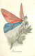 MONTENEGRO 1916 édition Aux Alliés Femme Papillon Militaria Guerre 14.18 Patriotique  2scans - Montenegro