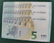 5 EURO SPAIN 2013 DRAGHI V008G4 VB CORRELATIVE TRIO SC FDS UNC. ONLY FOUR NUMBERS - 5 Euro