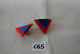 C65 Paire De Boucles D'oreilles - Triangle Bleu Et Rouge - Art Deco - 1970 - Ohrringe