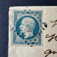 Y&T 10 "Napoléon 25c Bleu" Sur Lettre - état TB/SUP - 1852 Luis-Napoléon