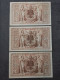 LOT 3 BILLETS N° SUIVIS 1000 MARK 21 04 1910 BERLIN SERIE Y REICHSBANKNOTE ALLEMAGNE (26 27 28) - 1000 Mark