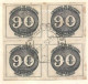 Brazil 1943 RHM C0182 Centenary Of The Postal Stamp (Block Of 90 Centavos - Used) - Unused Stamps