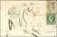 Etoile 1 / N° 19 + 27 Càd PARIS / PL. DE LA BOURSE Sur Enveloppe Adressée Localement Réexpédiée à Strasbourg. Au Recto,  - 1863-1870 Napoleon III Gelauwerd