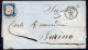 1858 16 MAR C.20 SASS 15Ab CON OTTIMI MARGINI SU LETTERA CON TESTO DA GENOVA PER TORINO FIRMA A.DIENA Cv 240 +++ - Sardinien