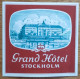 Sweden Stockholm Grand Hotel Label Etiquette Valise - Hotel Labels