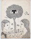 CARTE DE VOEUX DOUBLE  - ILLUSTRATION DESSIN ET ECRITE PAR  ALAIN THOMAS - WALLY F. FINDLAY GALLERIES INTERNATIONAL - Thomas