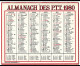 Almanach  Calendrier  P.T.T  -  La Poste -  1980 - - Other & Unclassified