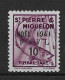 1941 Saint Pierre Et Miquelon N° Tx 43  Nf*  MLH. Timbre-taxe . Noël 1941 F.N.F.L. - Segnatasse